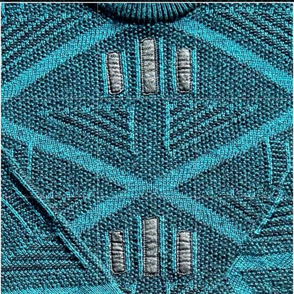 Vintage Sweater Graphix teal texturized sweater L - Picture 5 of 6